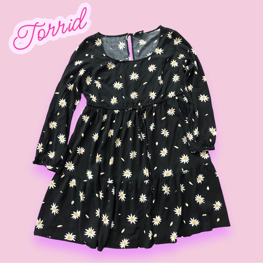 Torrid Black and White Ruffled A-line Dress